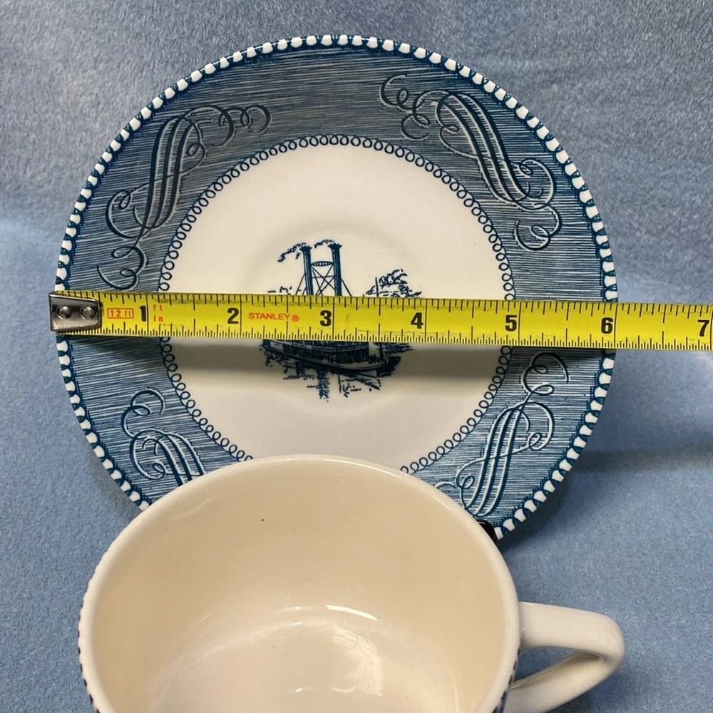 Blue CURRIER AND IVES BLUE CHINA COFFEE CUP AND SAUCER